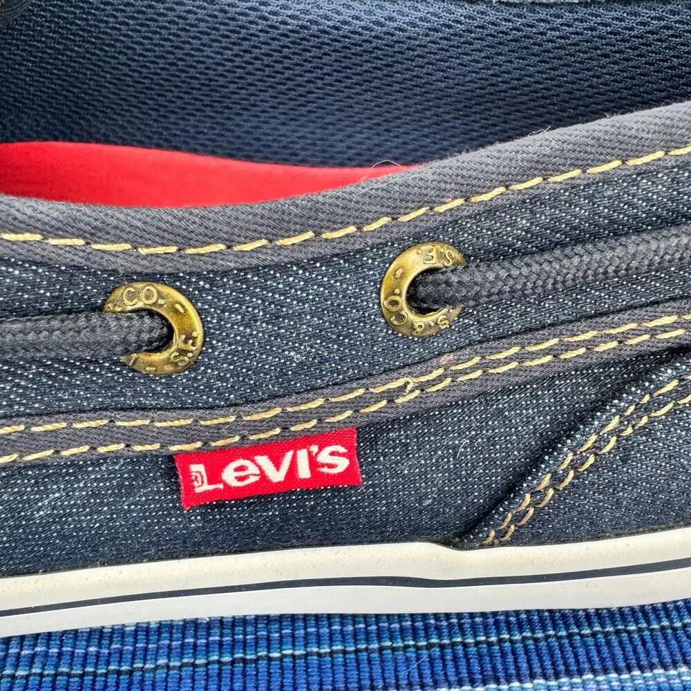 Levi's Boat Shoes Mens‎ 9.5 EUR 43 Coastal Nautical Blue Lace Up GREAT CONDITION